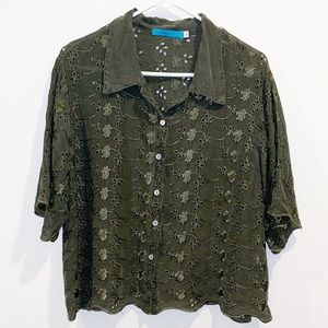 Johnny Was Short Sleeve Eyelet Blouse